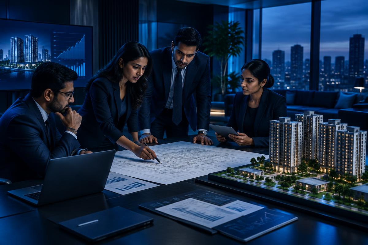 Real estate advisors reviewing a development plan